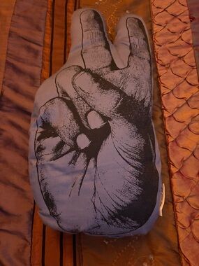 Peace Hand Graphic Pillow - Blue and Black